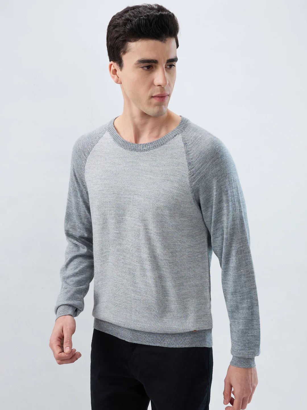 Raymond Men Grey Stripe Acrylic Blend Sweatshirt - Image 3