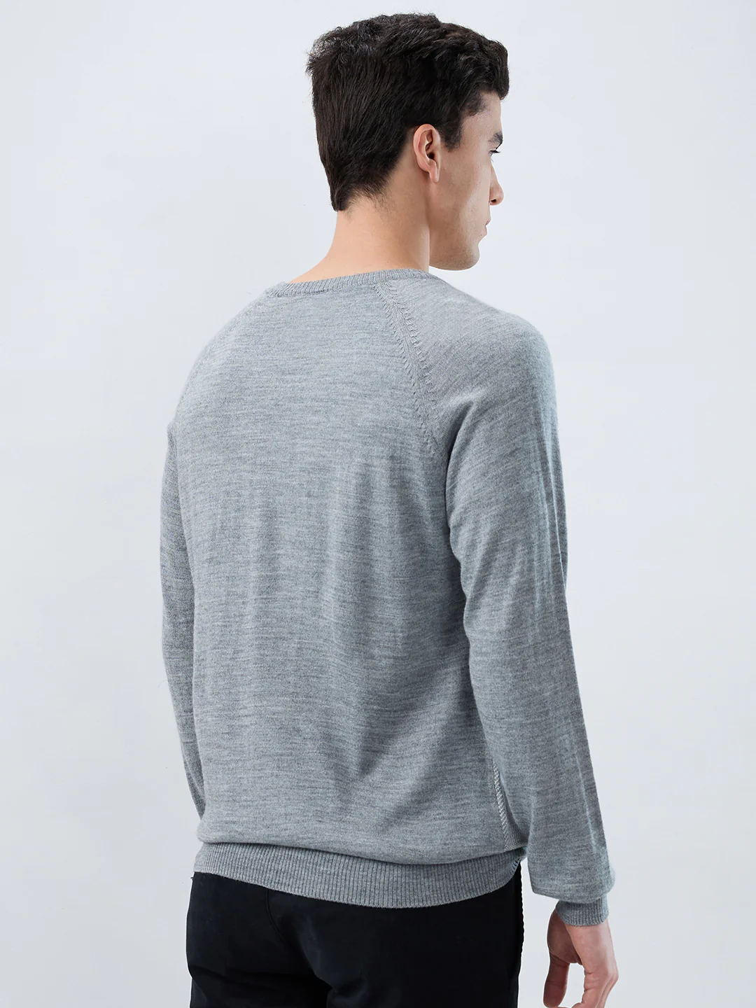 Raymond Men Grey Stripe Acrylic Blend Sweatshirt - Image 4