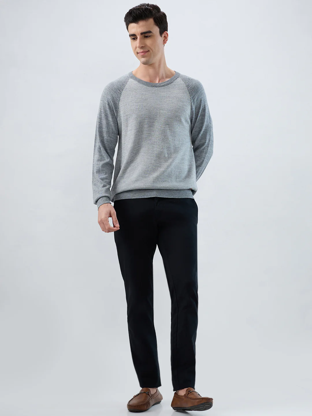 Raymond Men Grey Stripe Acrylic Blend Sweatshirt - Image 5
