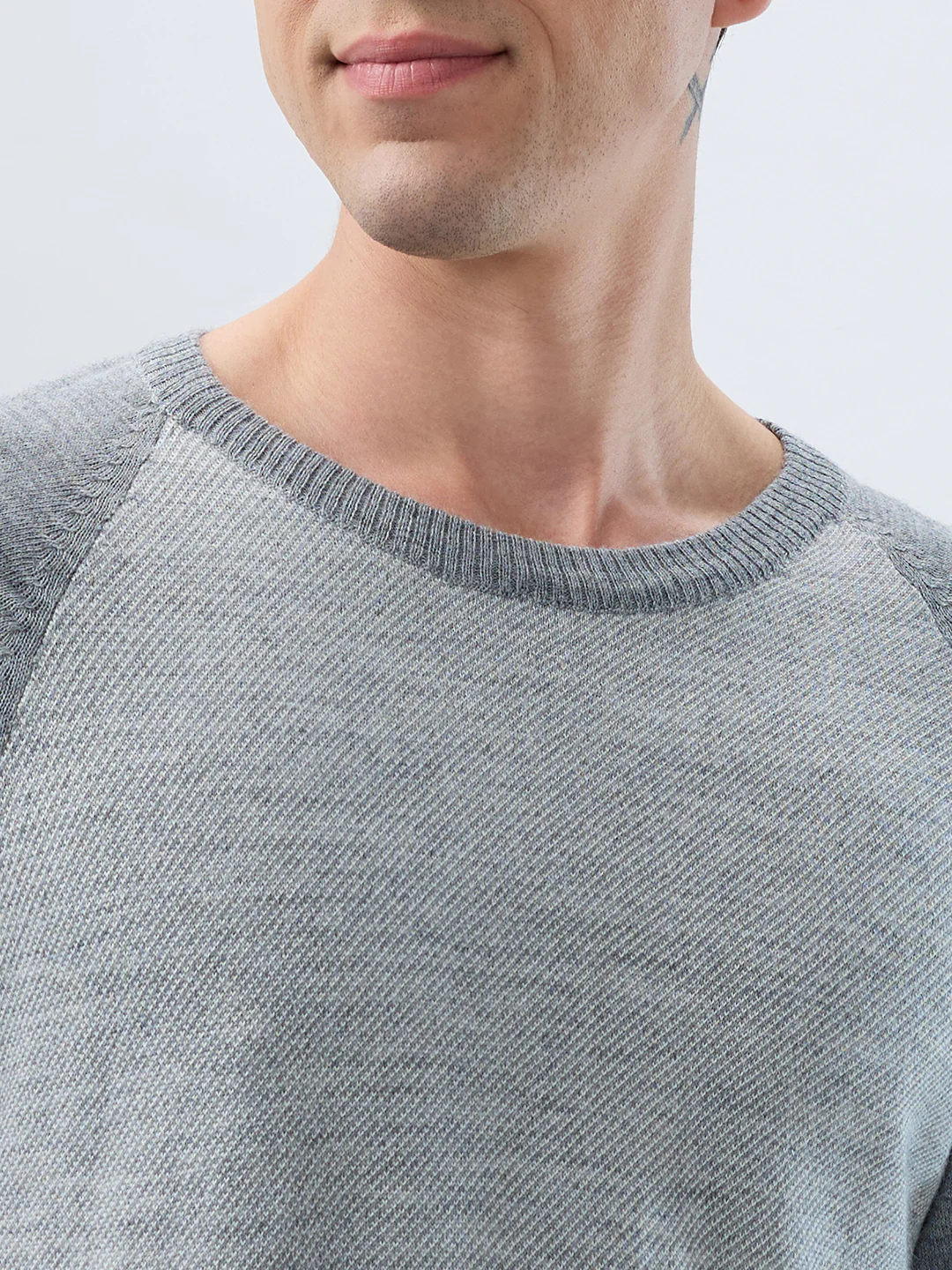Raymond Men Grey Stripe Acrylic Blend Sweatshirt - Image 6