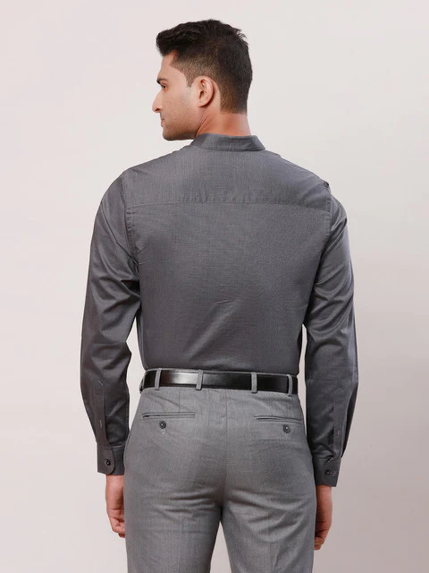Raymond Men Grey Stripe Contemporary Fit Cotton Formal Shirts - Image 4