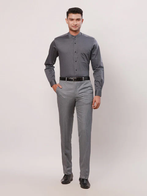 Raymond Men Grey Stripe Contemporary Fit Cotton Formal Shirts - Image 5
