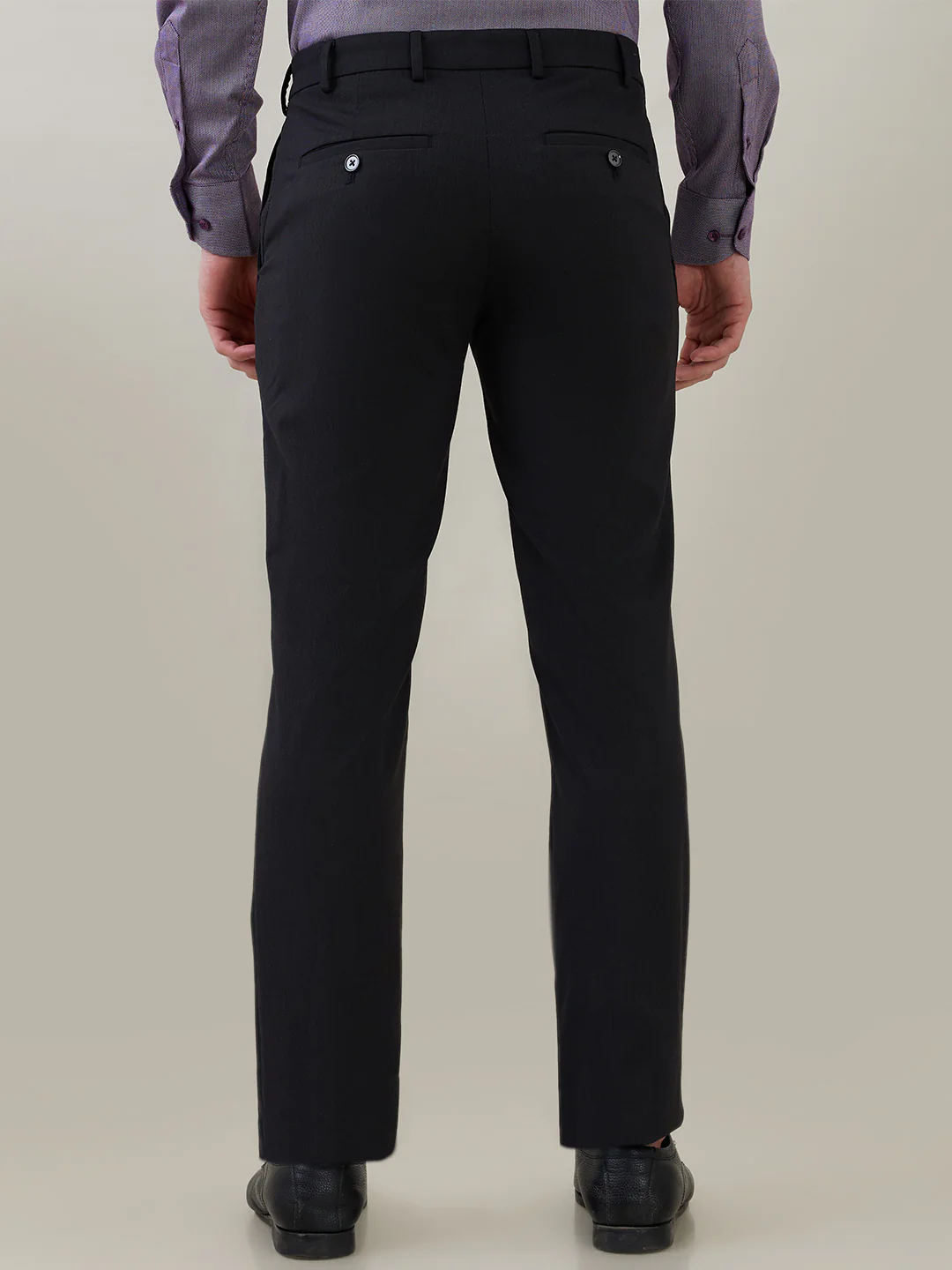 Raymond Men Grey Stripe Contemporary Fit Polyester Blend Trouser - Image 4