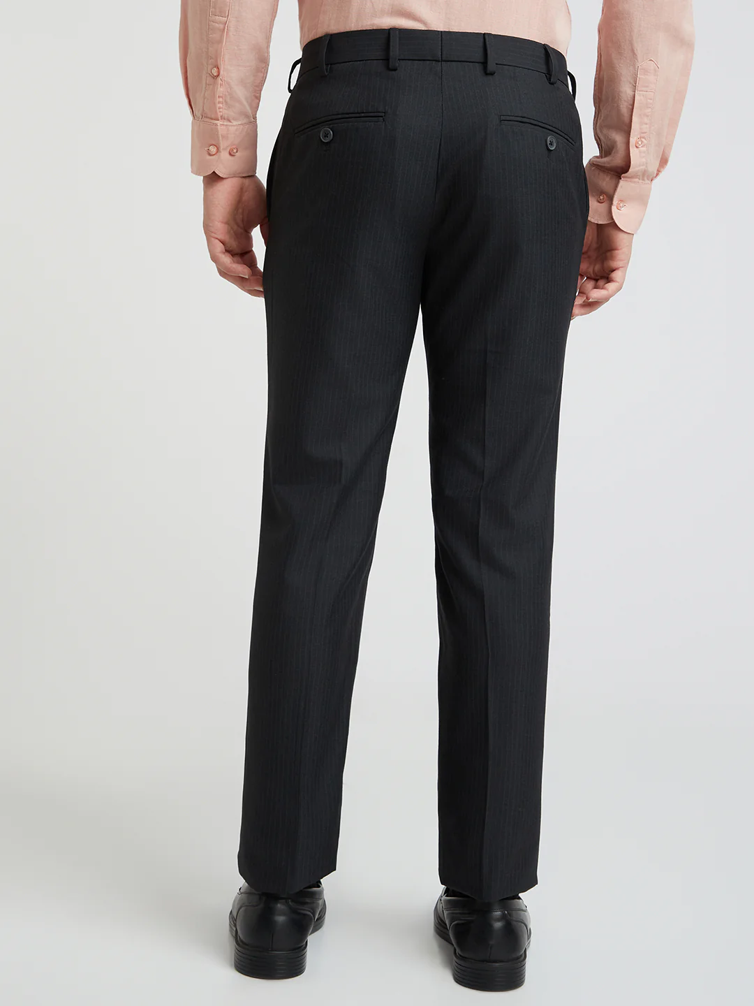 Raymond Men Grey Stripe Slim Fit Polyester Blend Trouser - Image 5