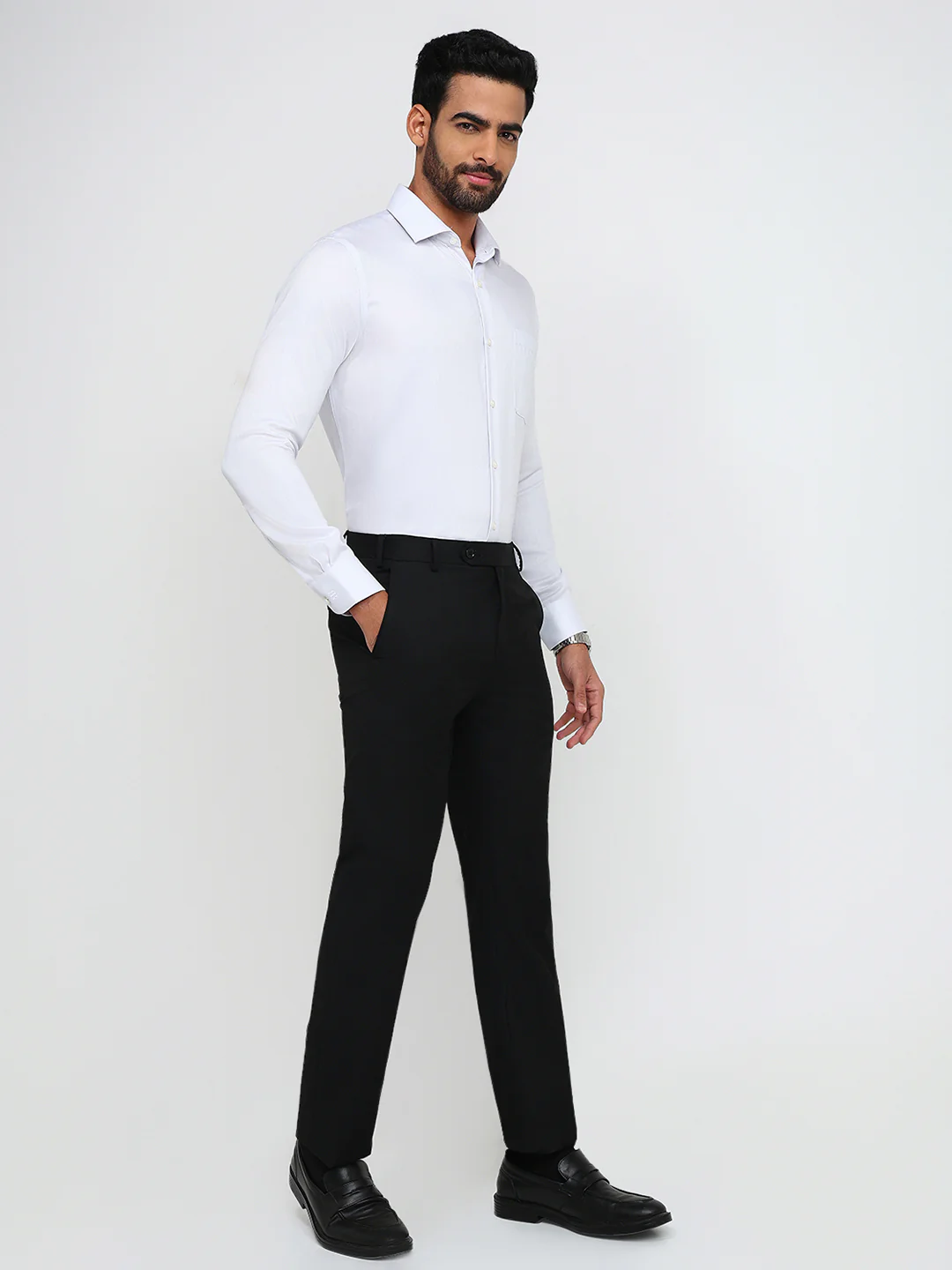 Raymond Men Grey Structure Contemporary Fit Cotton Formal Shirt - Image 5