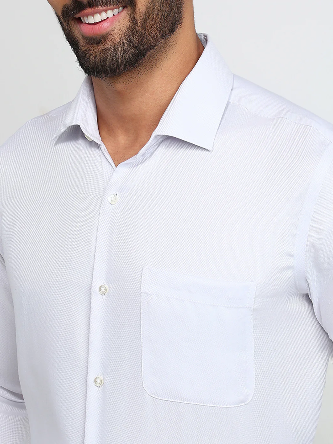 Raymond Men Grey Structure Contemporary Fit Cotton Formal Shirt - Image 6
