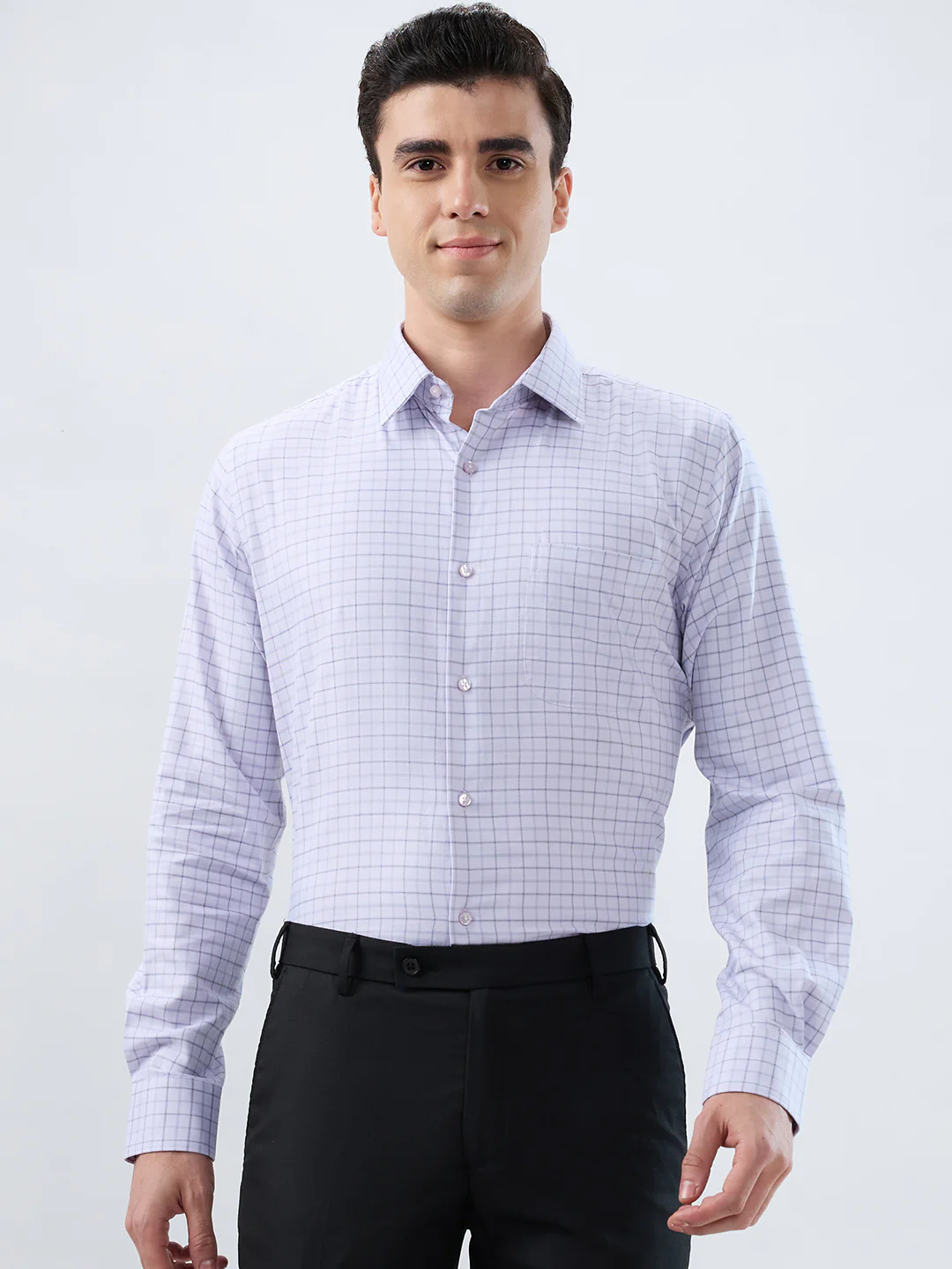 Raymond Men Grey Structure Contemporary Fit Cotton Formal Shirt