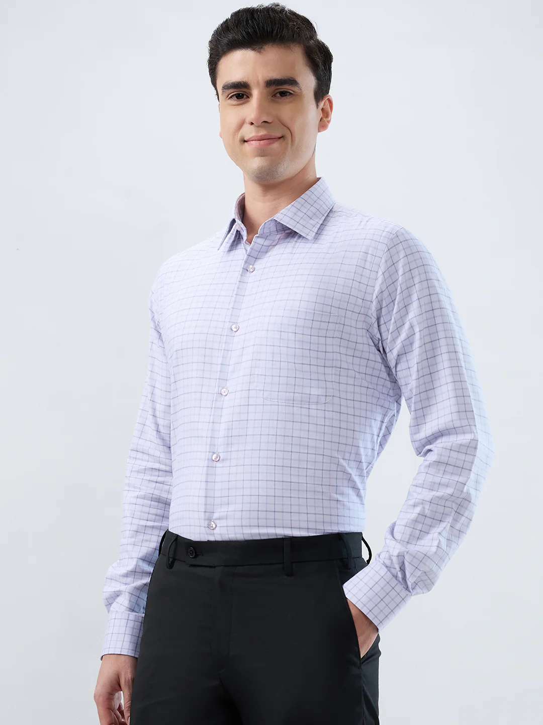Raymond Men Grey Structure Contemporary Fit Cotton Formal Shirt - Image 3