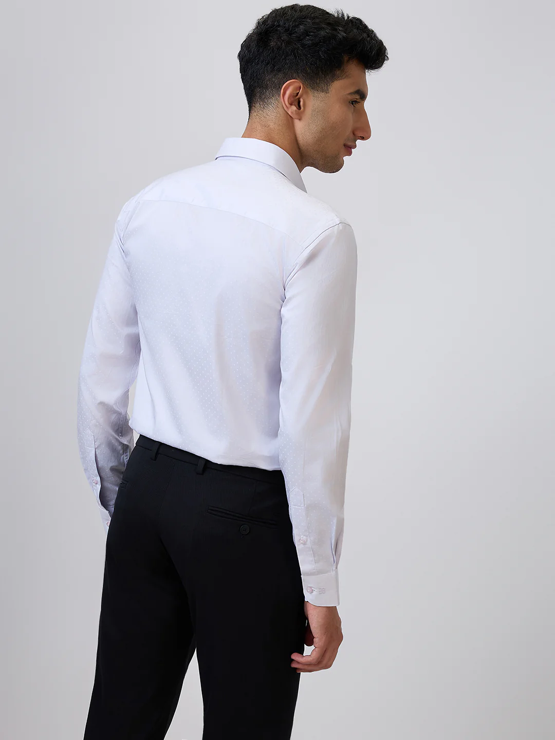 Raymond Men Grey Structure Contemporary Fit Cotton Formal Shirt - Image 5