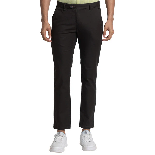 Raymond Men Grey Structure Contemporary Fit Cotton Trouser
