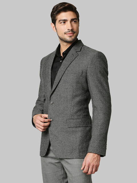 Raymond Men Grey Structure Contemporary Fit Polyester Blend Blazer - Image 3