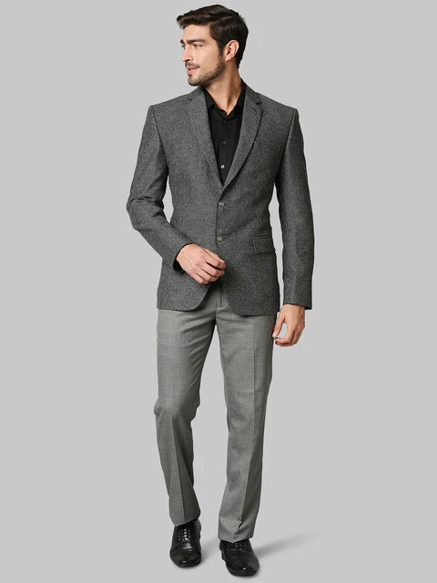 Raymond Men Grey Structure Contemporary Fit Polyester Blend Blazer - Image 5