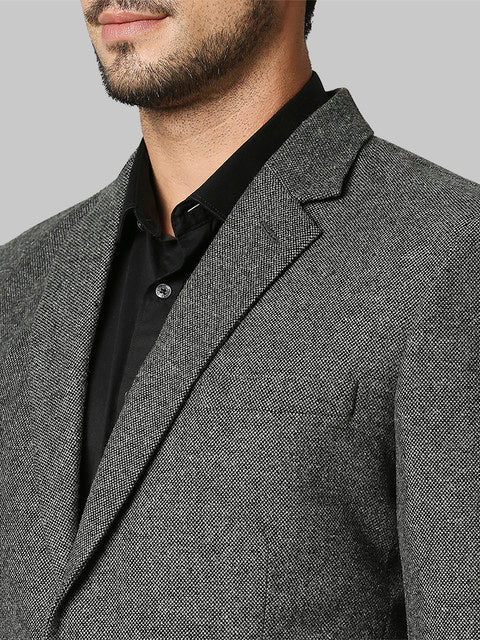 Raymond Men Grey Structure Contemporary Fit Polyester Blend Blazer - Image 6