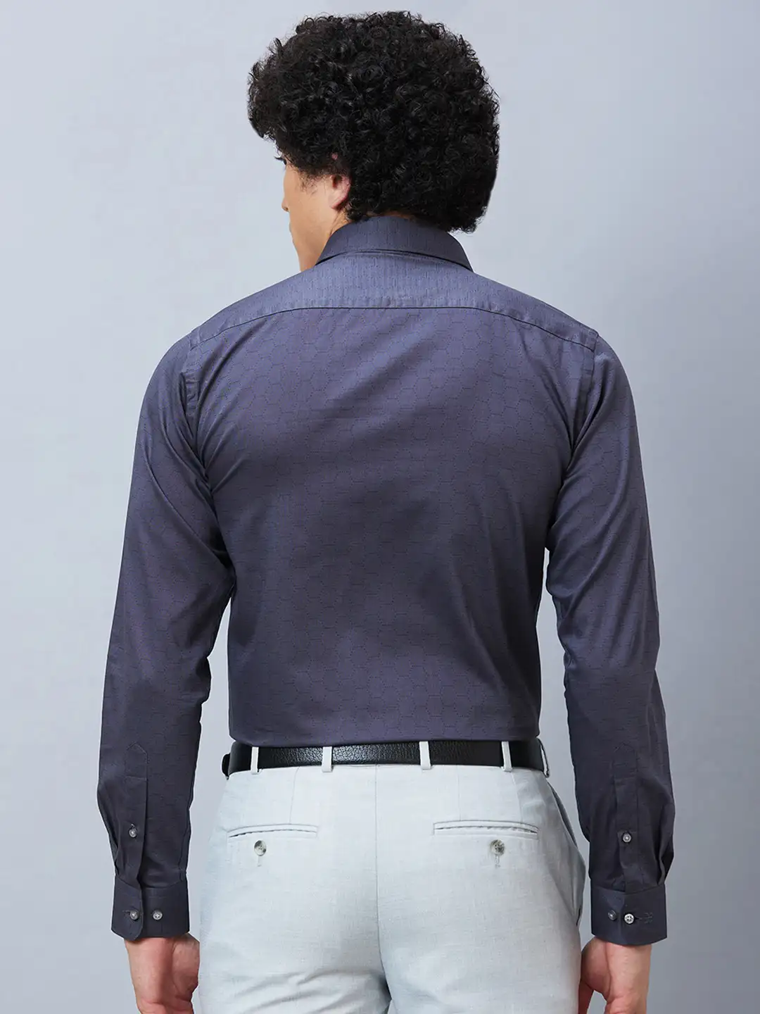 Raymond Men Grey Structure Slim Fit Cotton Shirt - Image 4