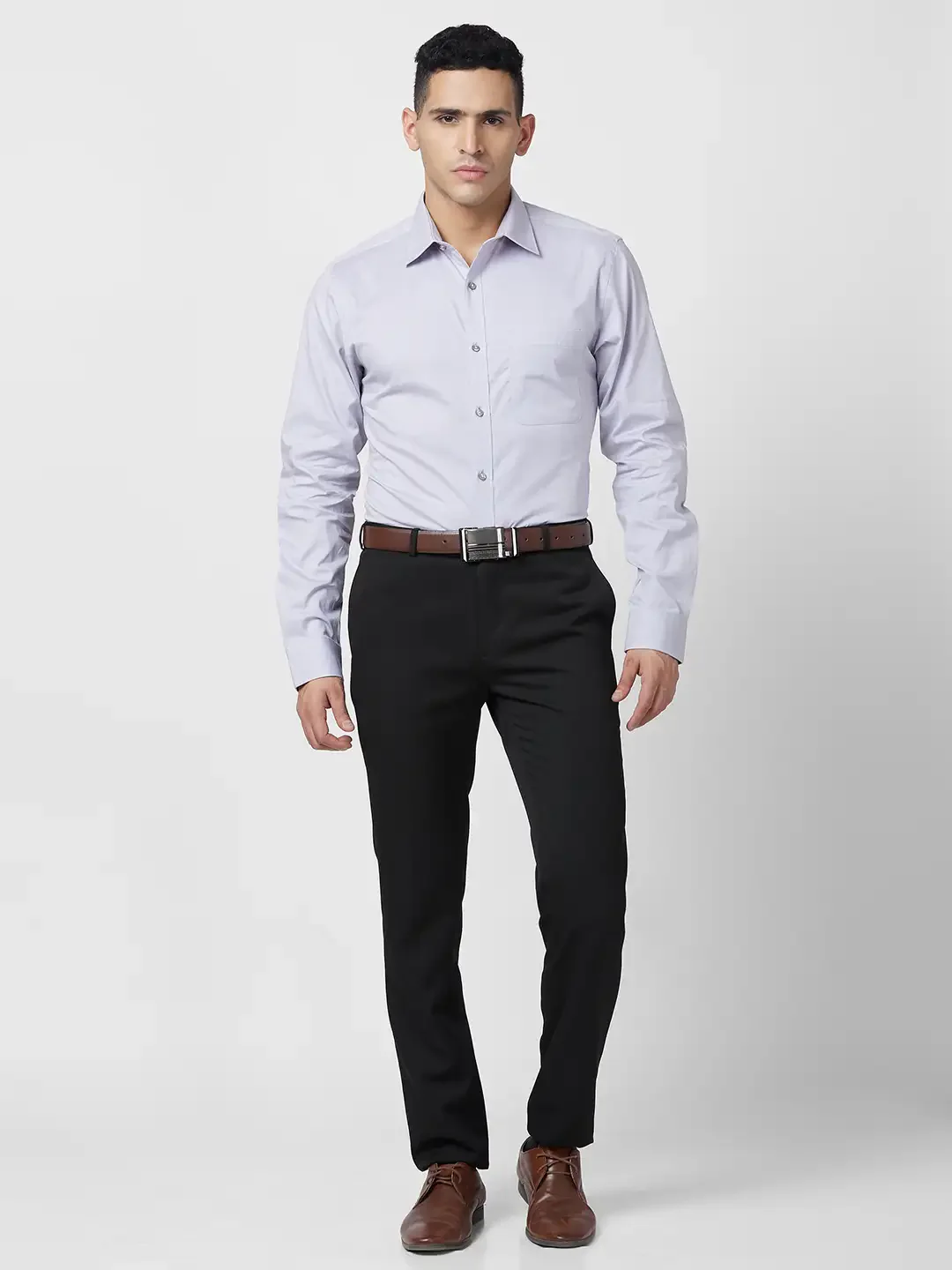 Raymond Men Grey Structure Slim Fit Cotton Shirt - Image 6
