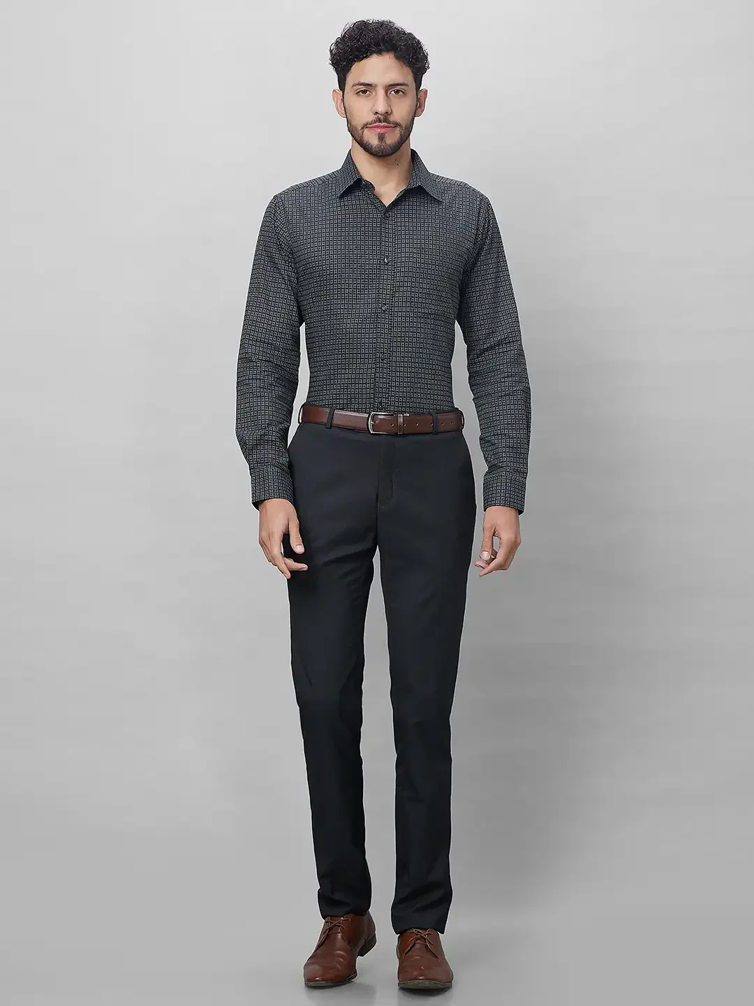Raymond Men Grey Structure Slim Fit Cotton Shirts - Image 6