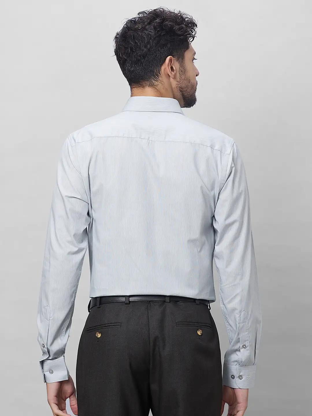 Raymond Men Grey Structure Slim Fit Cotton Shirts - Image 4