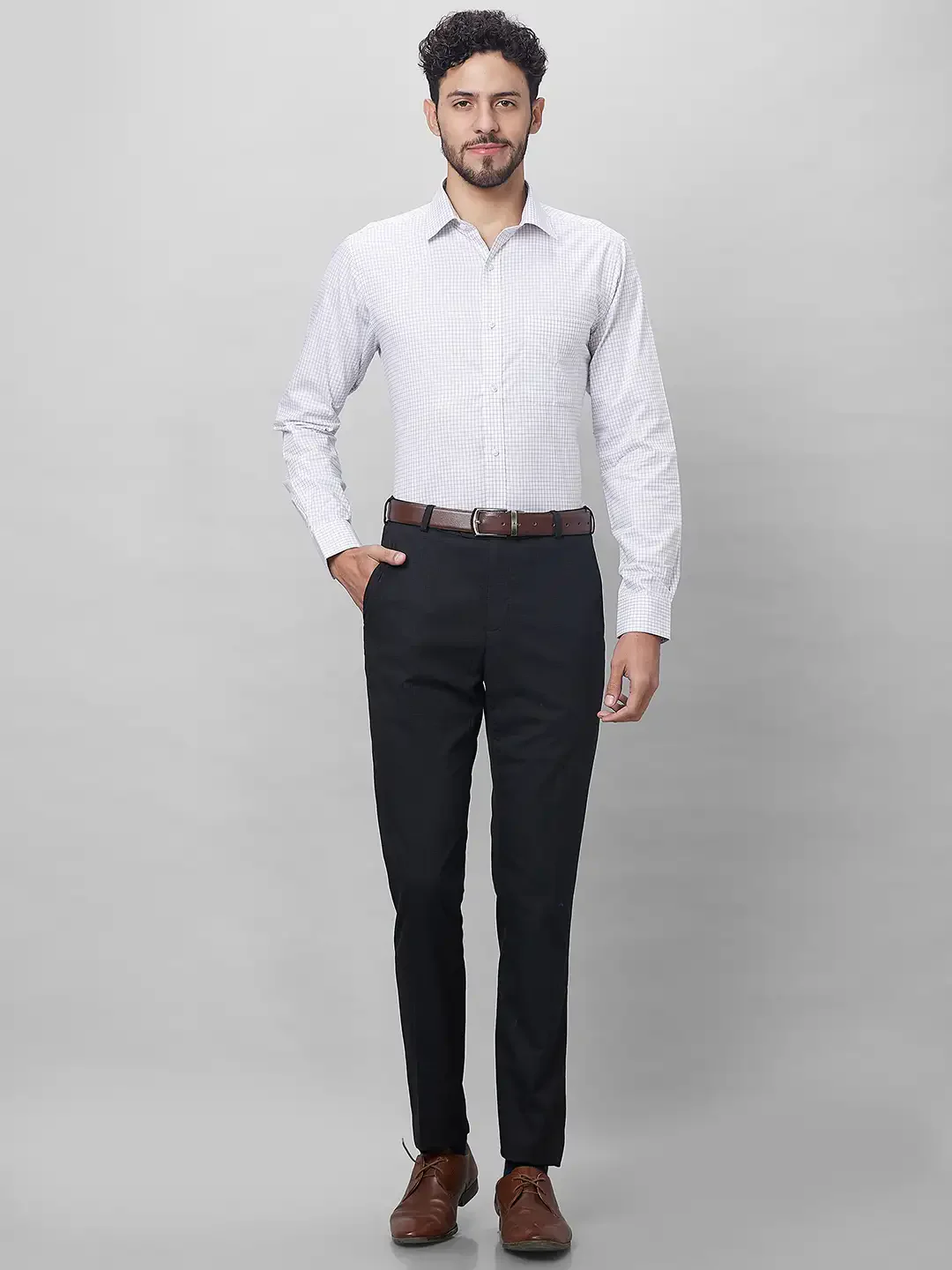 Raymond Men Grey Structure Slim Fit Cotton Shirts - Image 5