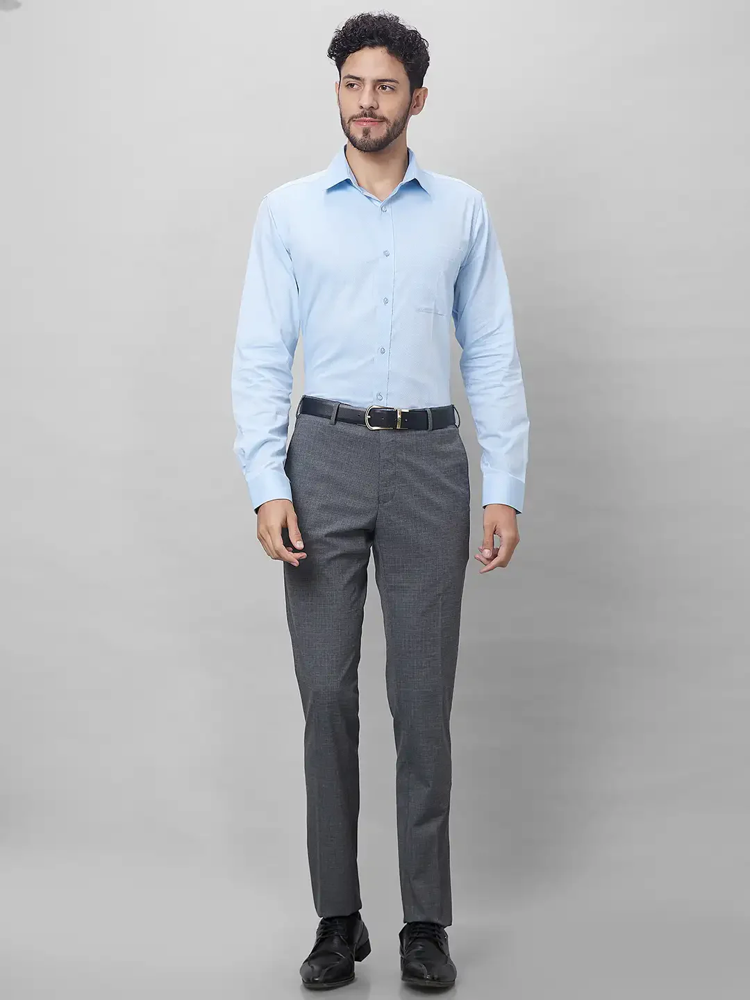 Raymond Men Grey Structure Slim Fit Polyester Blend Trouser - Image 6