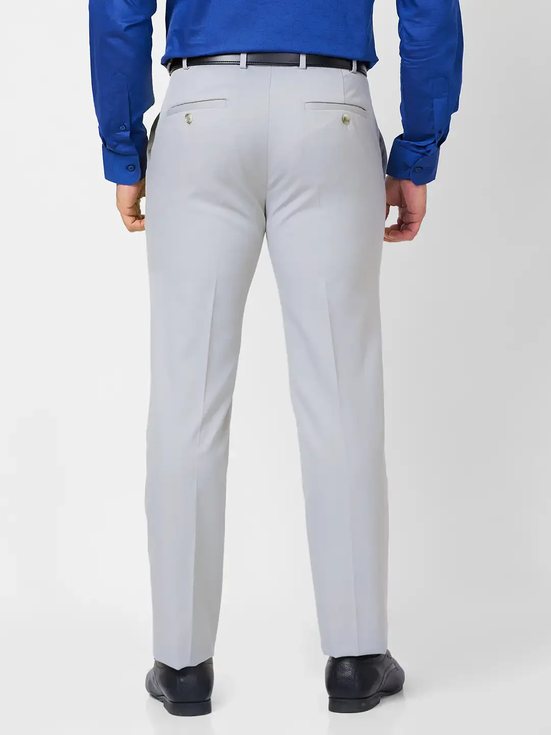 Raymond Men Grey Structure Slim Fit Polyester Blend Trouser - Image 4