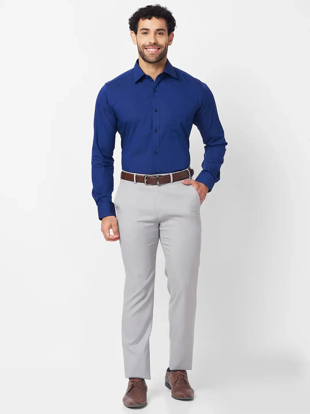 Raymond Men Grey Structure Slim Fit Polyester Blend Trouser - Image 5