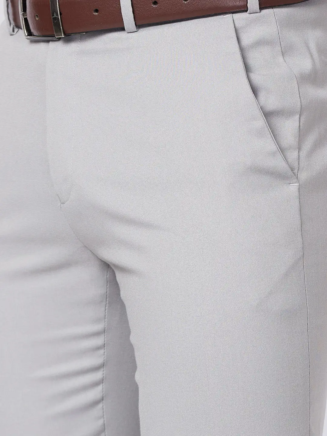 Raymond Men Grey Structure Slim Fit Polyester Blend Trouser - Image 6