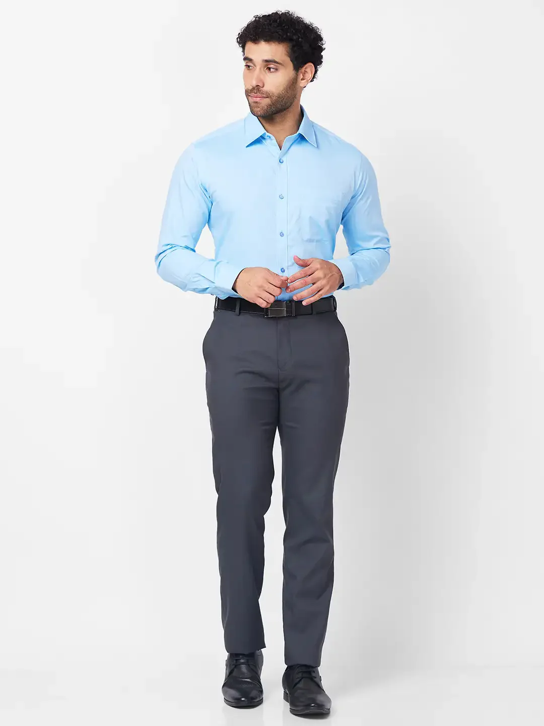 Raymond Men Grey Structure Slim Fit Polyester Blend Trouser - Image 5