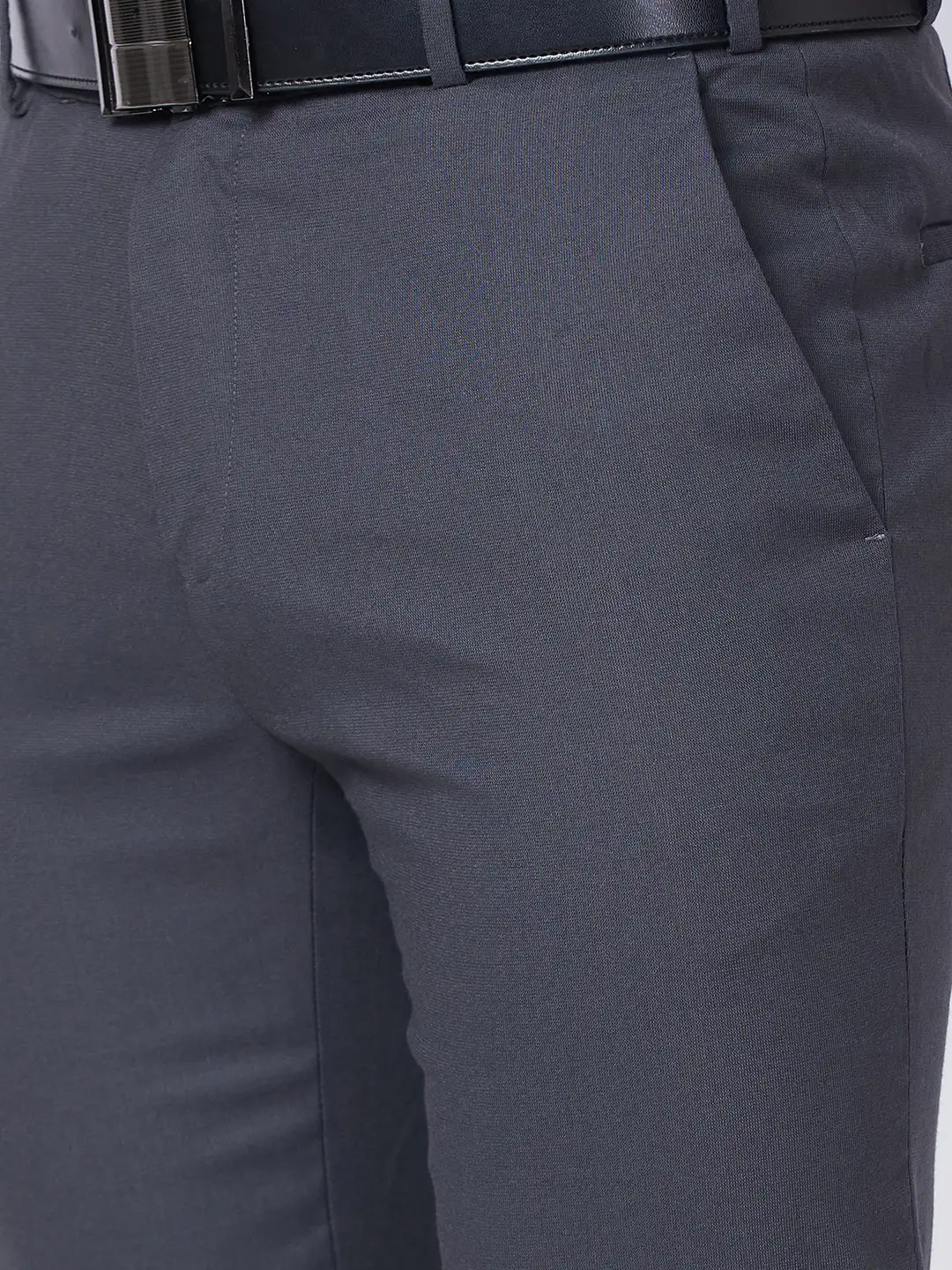 Raymond Men Grey Structure Slim Fit Polyester Blend Trouser - Image 6