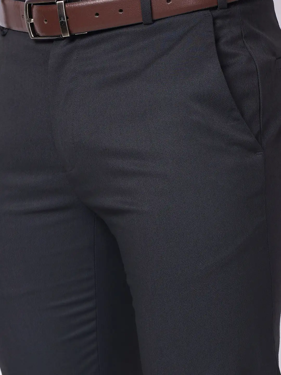 Raymond Men Grey Structure Slim Fit Polyester Blend Trouser - Image 7