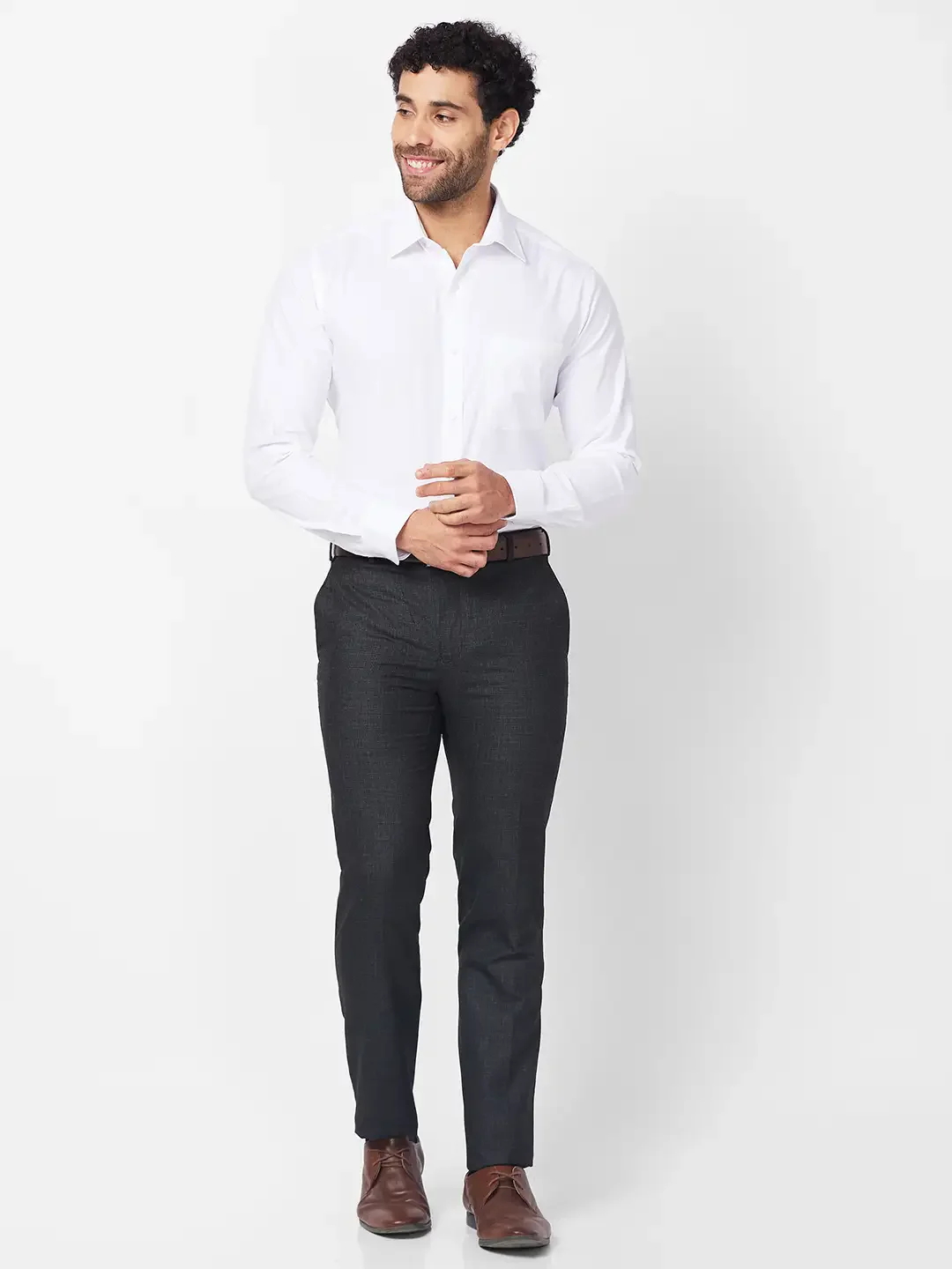 Raymond Men Grey Structure Slim Fit Polyester Blend Trouser - Image 5