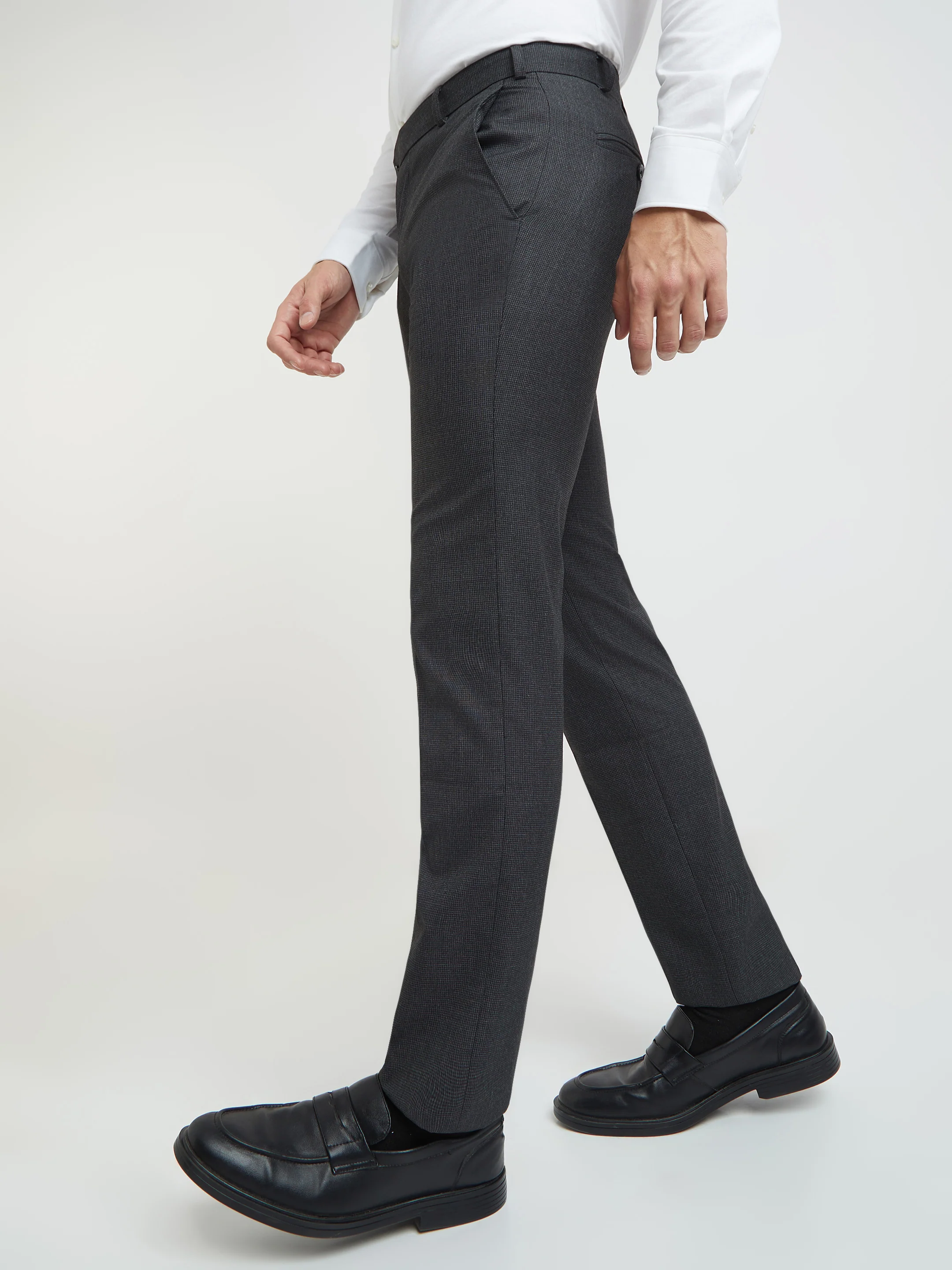 Raymond Men Grey Structure Slim Fit Polyester Blend Trouser - Image 3
