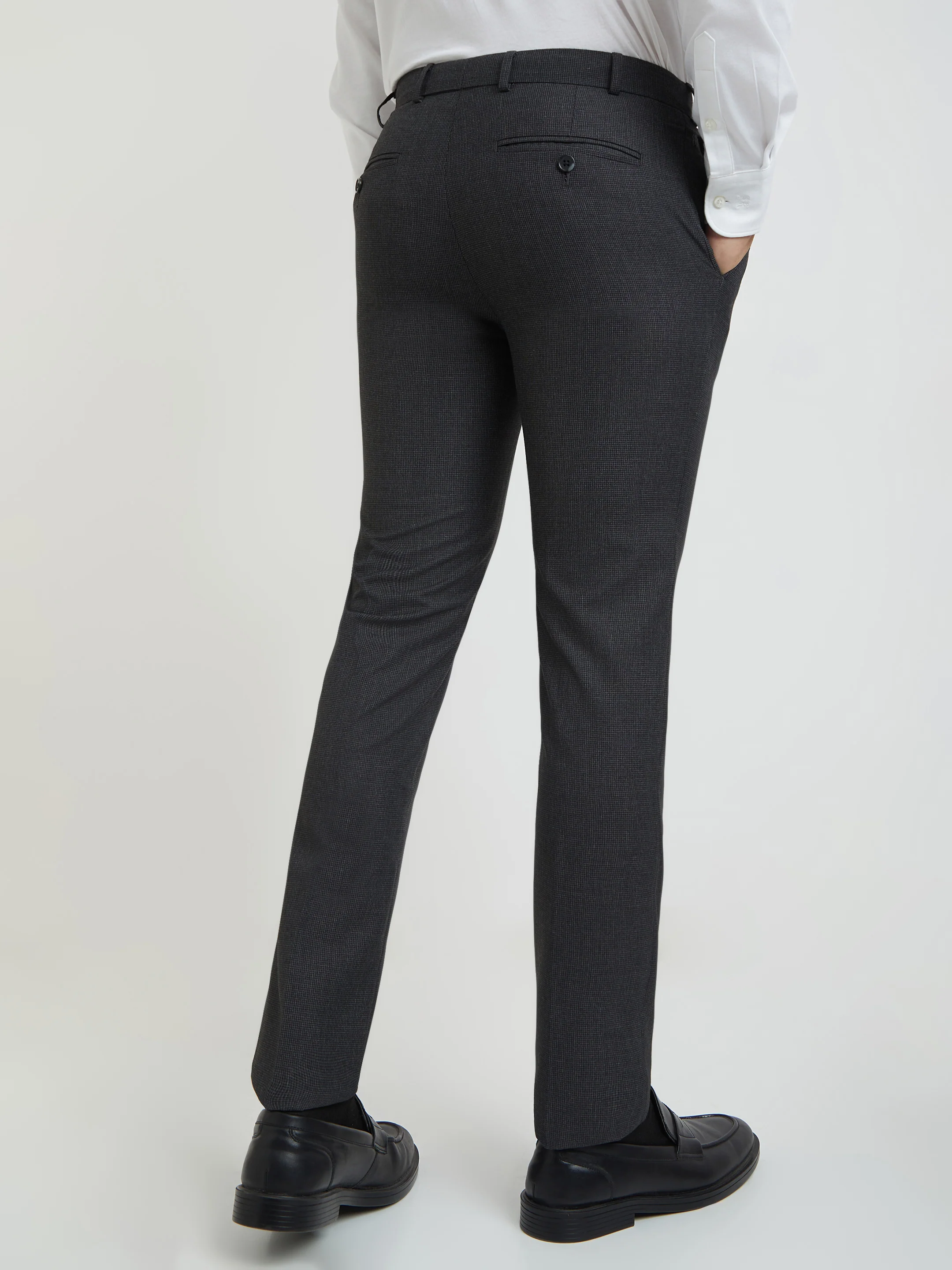 Raymond Men Grey Structure Slim Fit Polyester Blend Trouser - Image 4