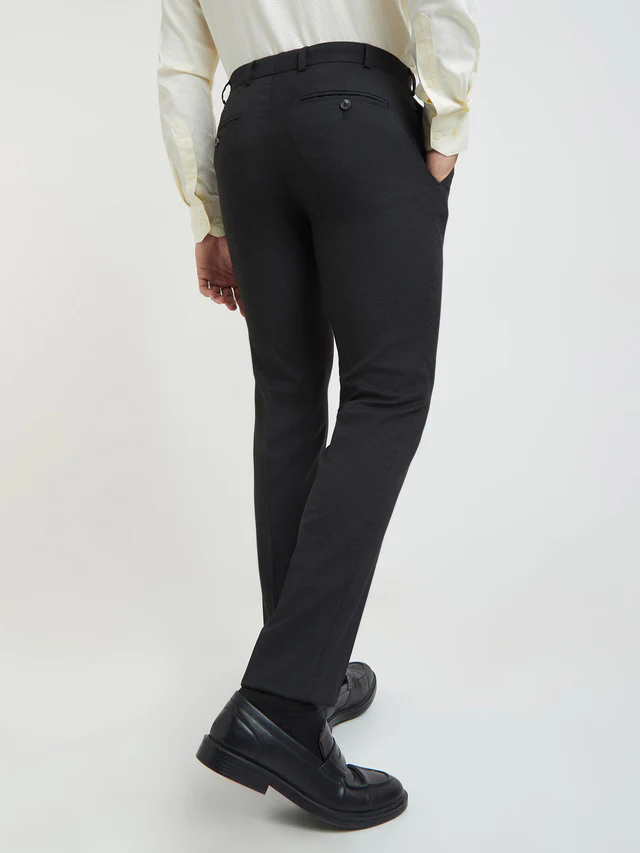 Raymond Men Grey Structure Slim Fit Polyester Blend Trouser - Image 4