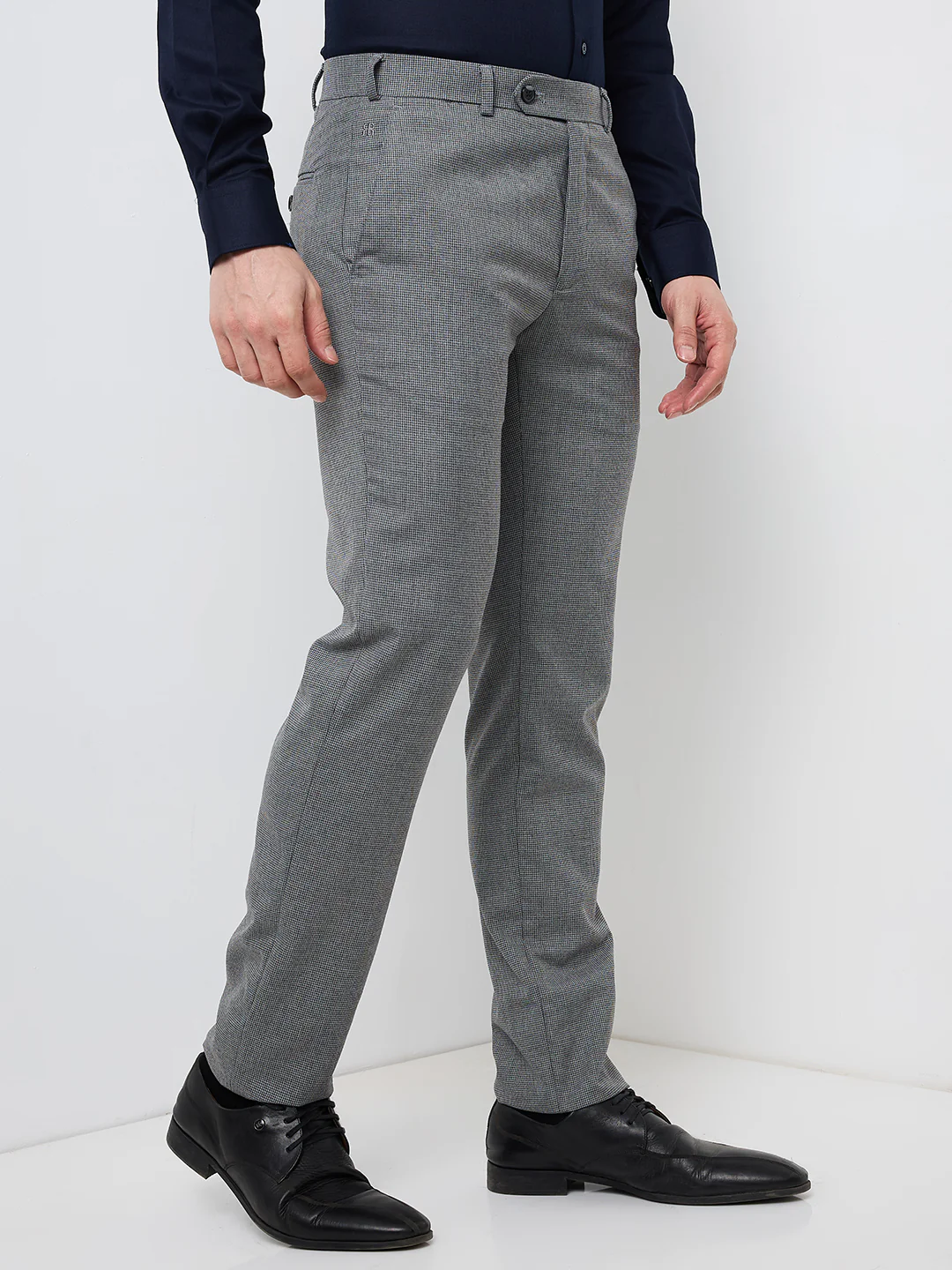 Raymond Men Grey Structure Slim Fit Polyester Blend Trouser - Image 2