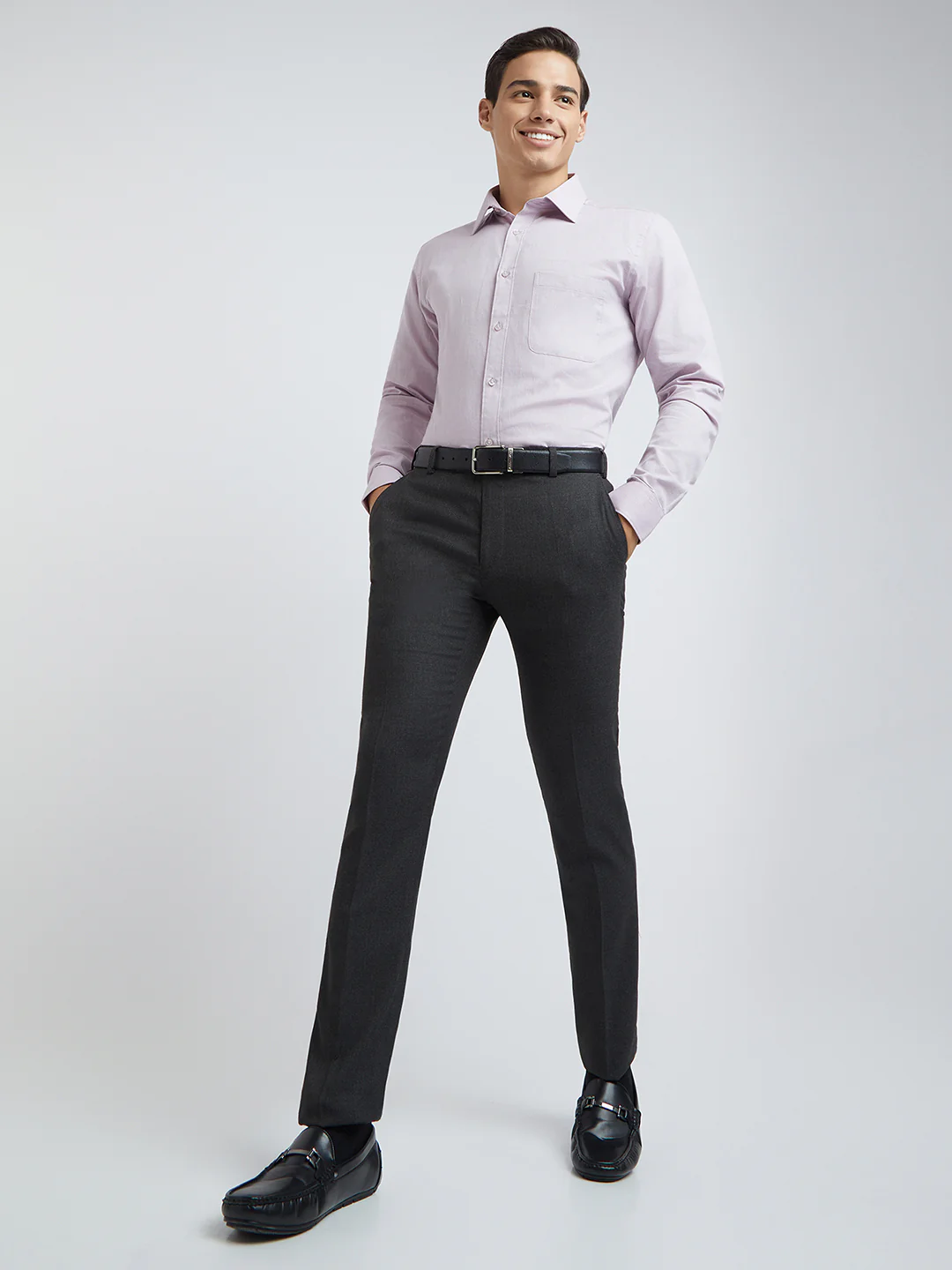 Raymond Men Grey Structure Slim Fit Polyester Blend Trouser - Image 6