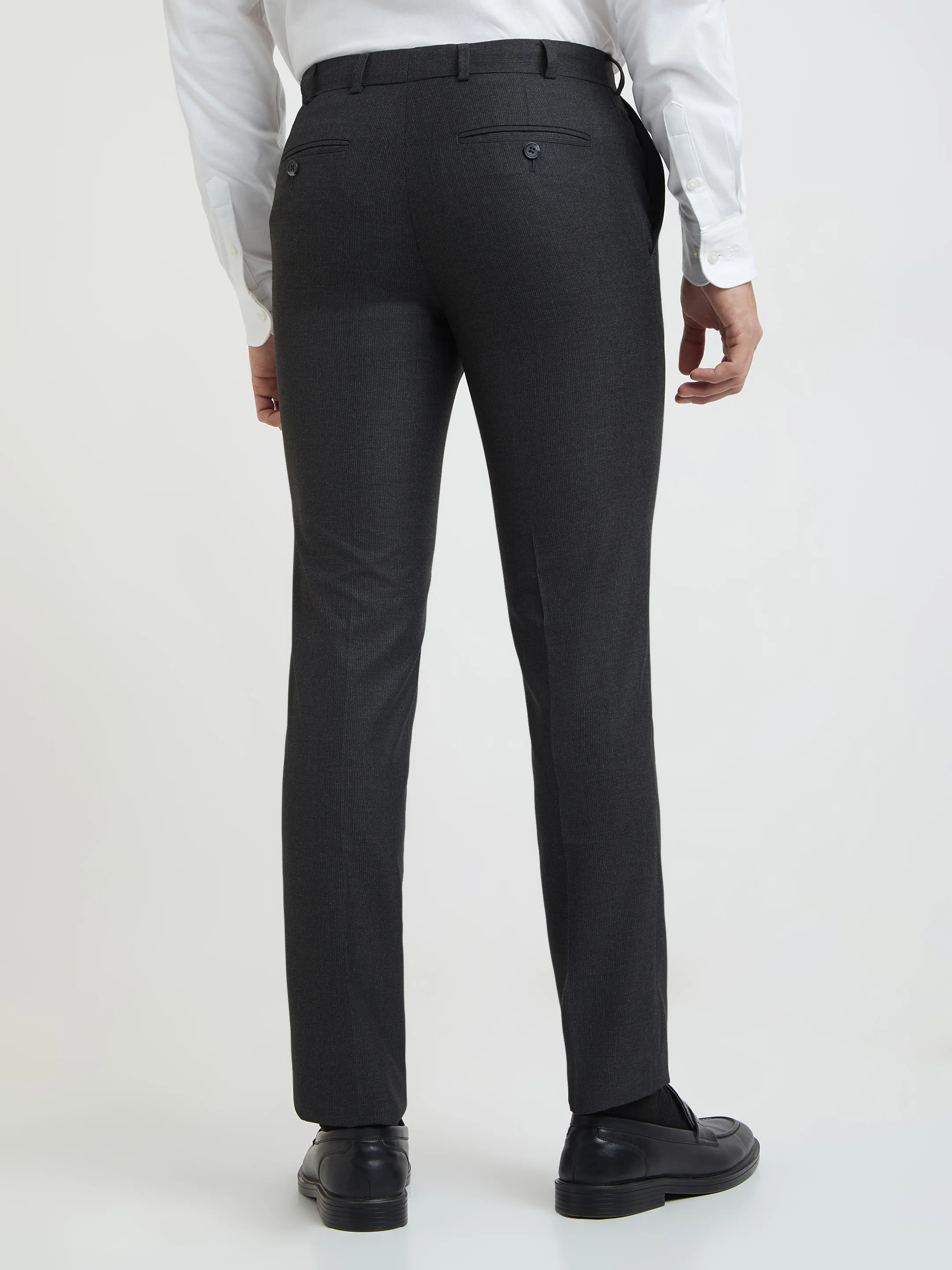 Raymond Men Grey Structure Slim Fit Polyester Blend Trouser - Image 4
