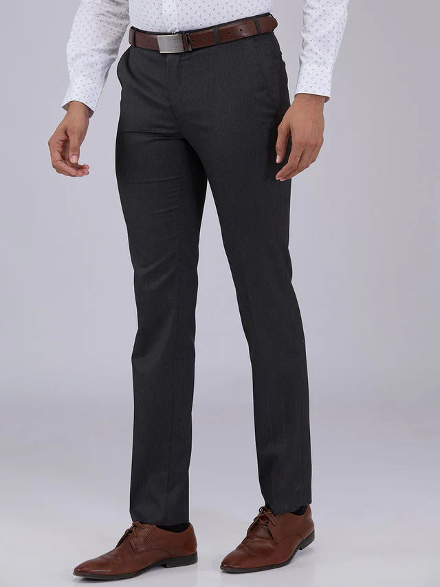 Raymond Men Grey Structure Slim Fit Polyester Blend Trouser - Image 3