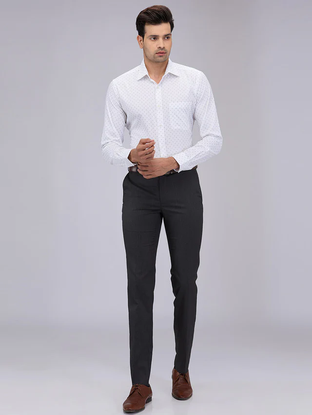 Raymond Men Grey Structure Slim Fit Polyester Blend Trouser - Image 5