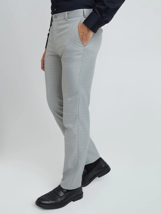 Raymond Men Grey Structure Slim Fit Polyester Blend Trouser - Image 3