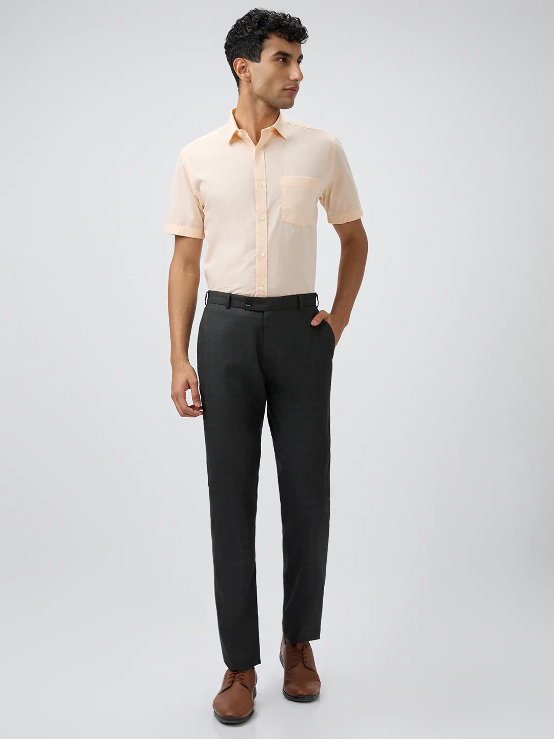 Raymond Men Grey Structure Slim Fit Polyester Blend Trouser - Image 5