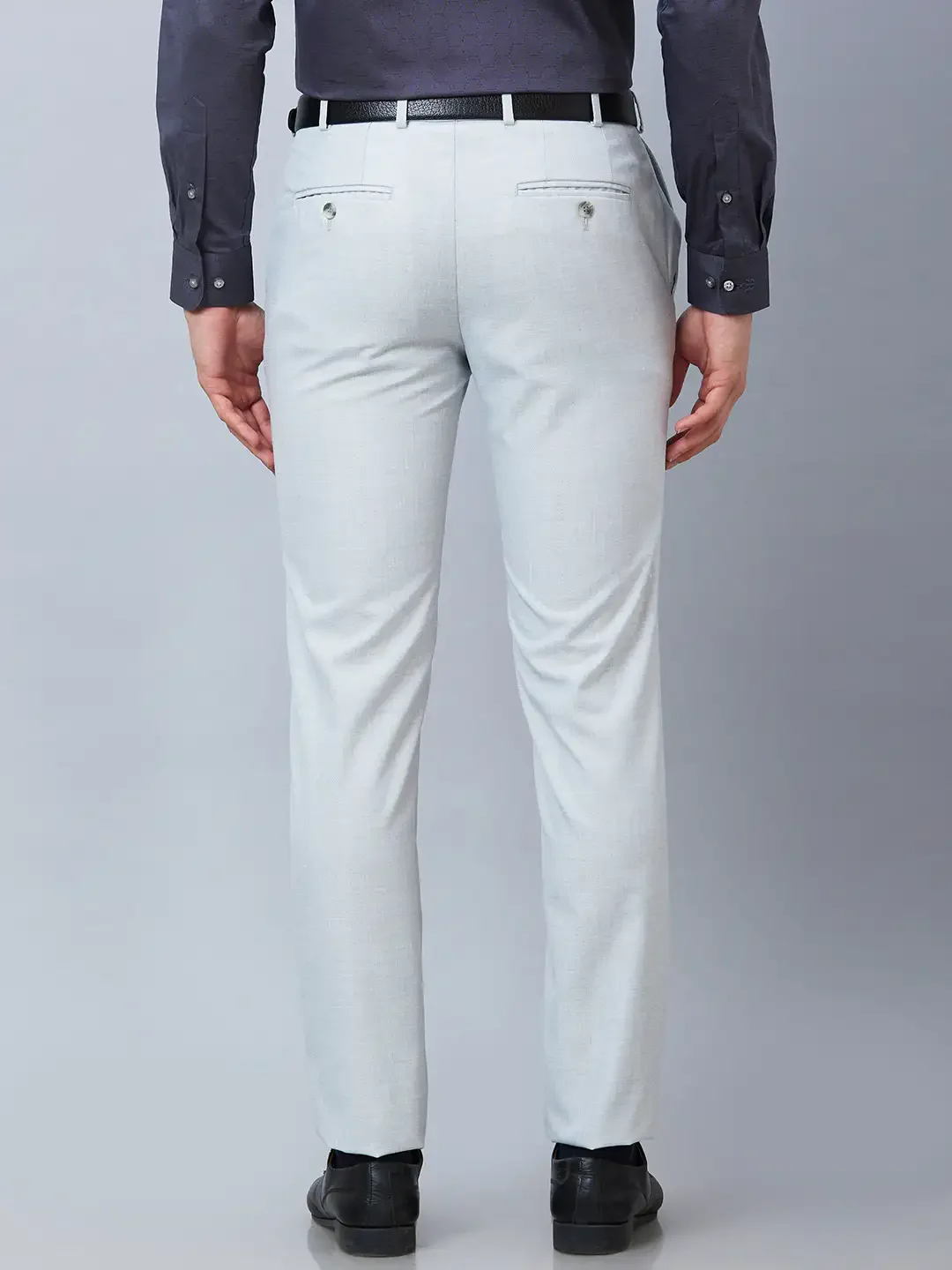Raymond Men Grey Structure Slim Fit Polyester Blend Trousers - Image 4
