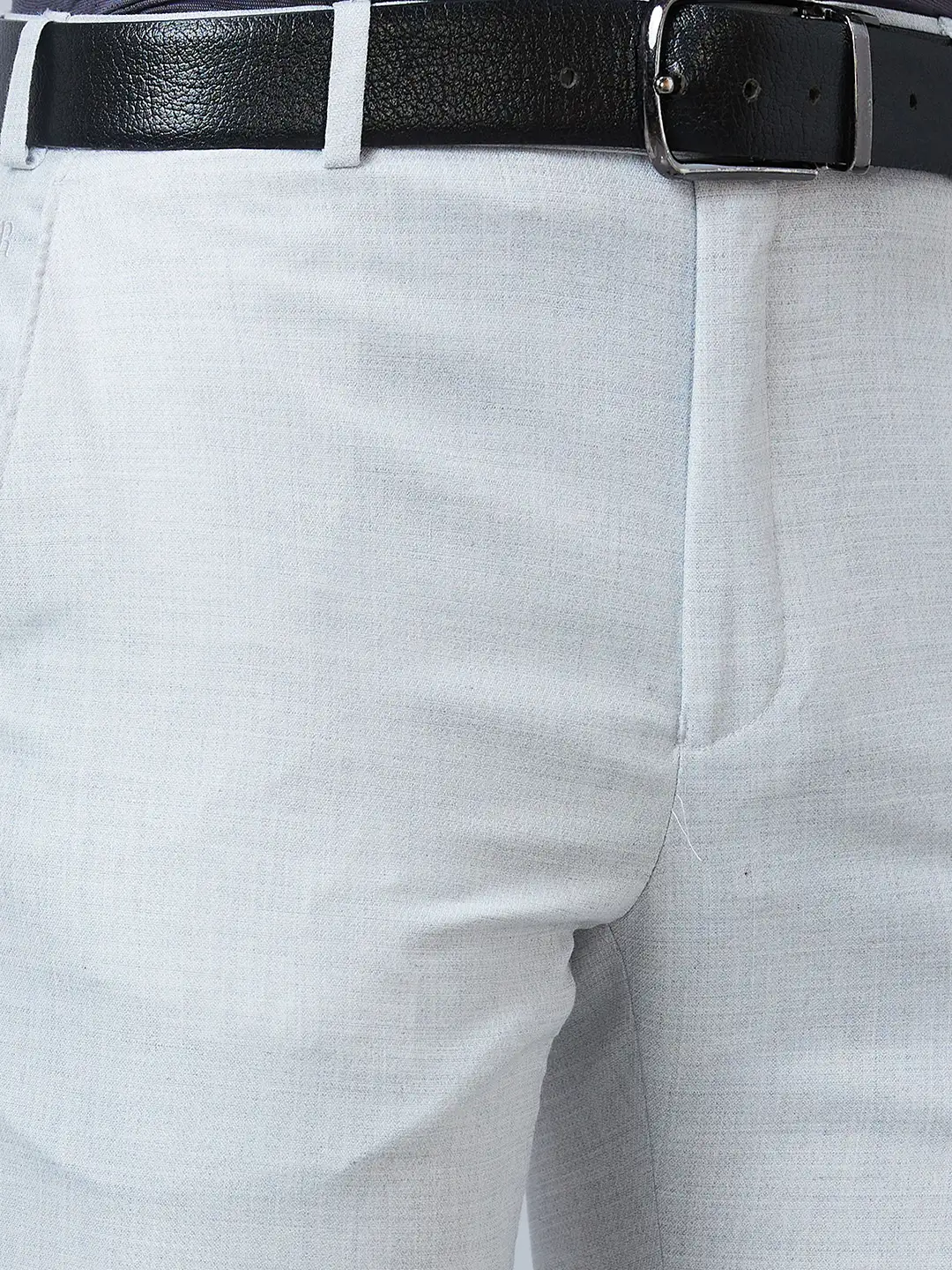Raymond Men Grey Structure Slim Fit Polyester Blend Trousers - Image 6