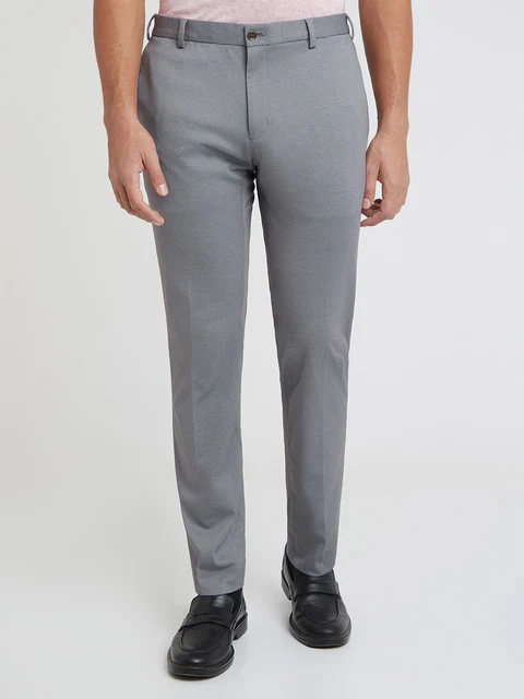 Raymond Men Grey Structure Slim Fit Terylene Blend Trouser