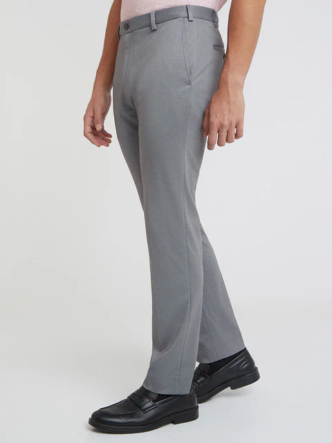 Raymond Men Grey Structure Slim Fit Terylene Blend Trouser - Image 3