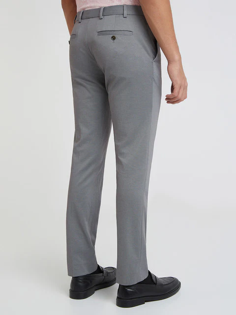 Raymond Men Grey Structure Slim Fit Terylene Blend Trouser - Image 4