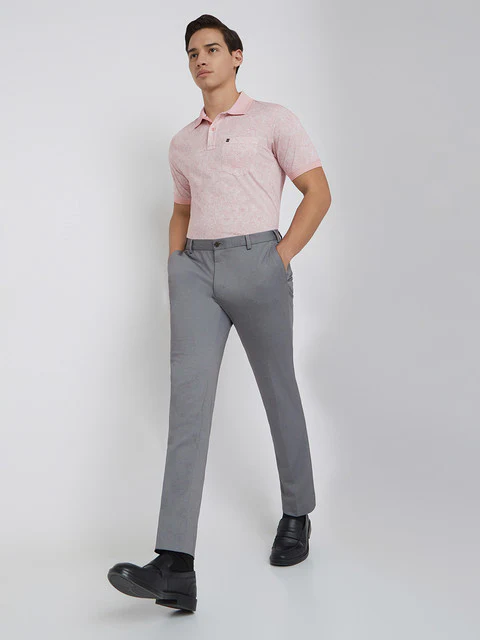Raymond Men Grey Structure Slim Fit Terylene Blend Trouser - Image 5