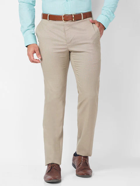 Raymond Men Khaki Slim Fit Structured Trouser