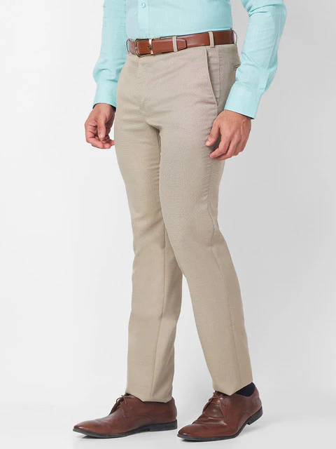 Raymond Men Khaki Slim Fit Structured Trouser - Image 3