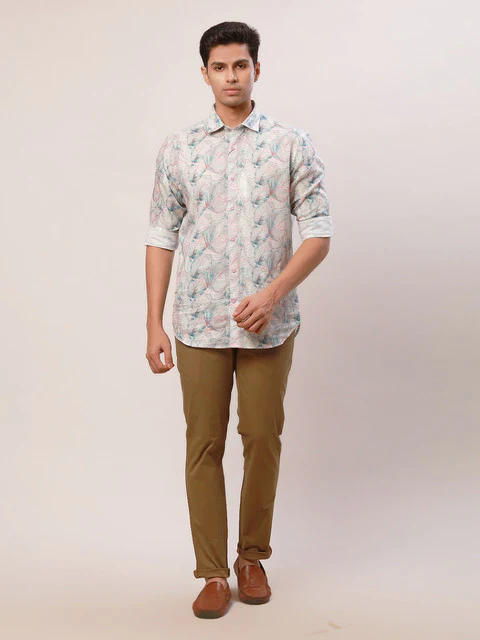 Raymond Men Khaki Solid Slim Fit Cotton Blend Trouser - Image 5