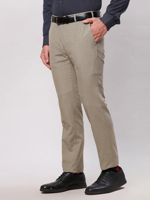 Raymond Men Khaki Solid Slim Fit Polyester Blend Trouser - Image 3
